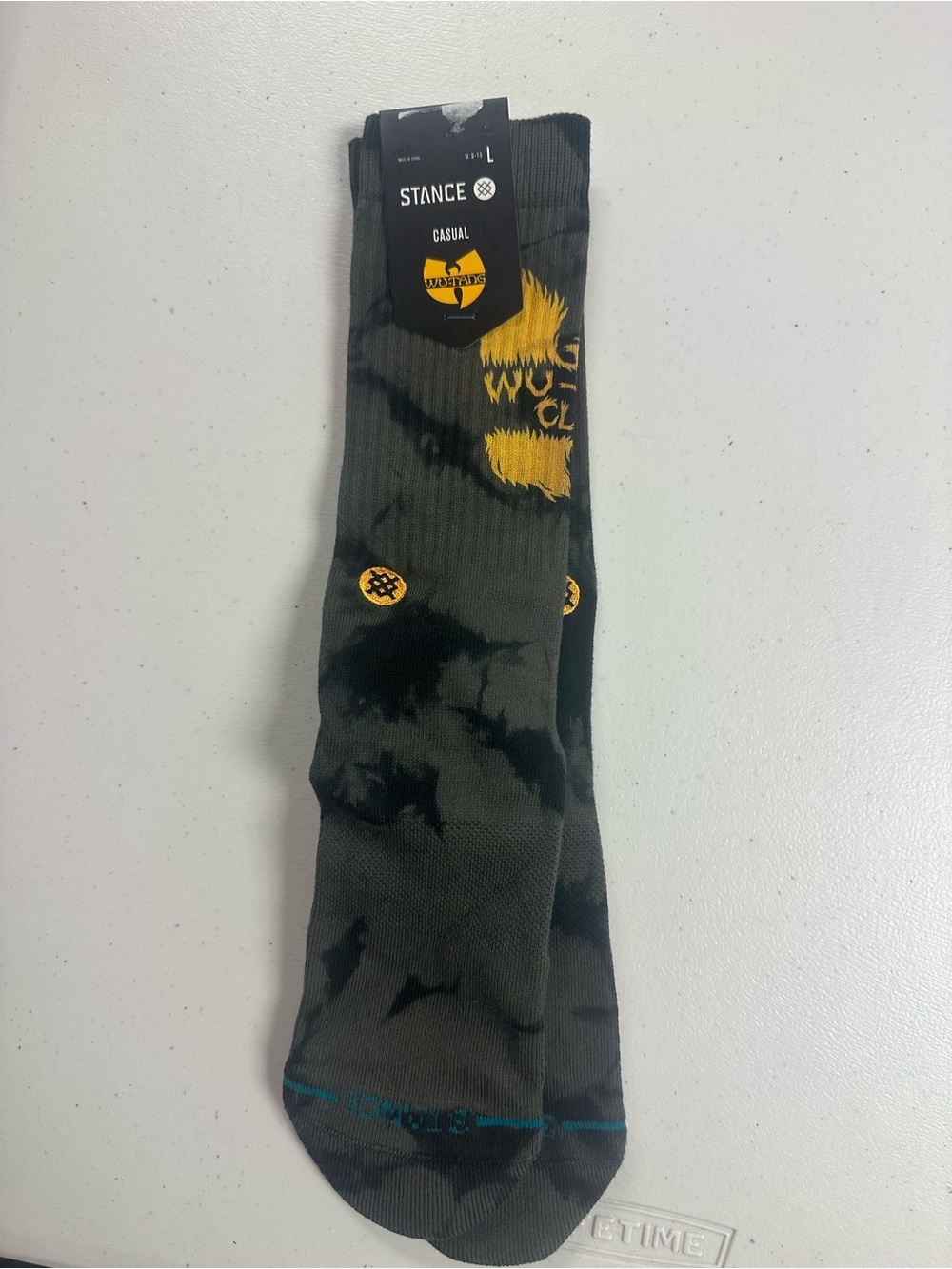 Stance Gray Tie-Dye Wu-Tang Casual Crew Socks with Yellow Logo